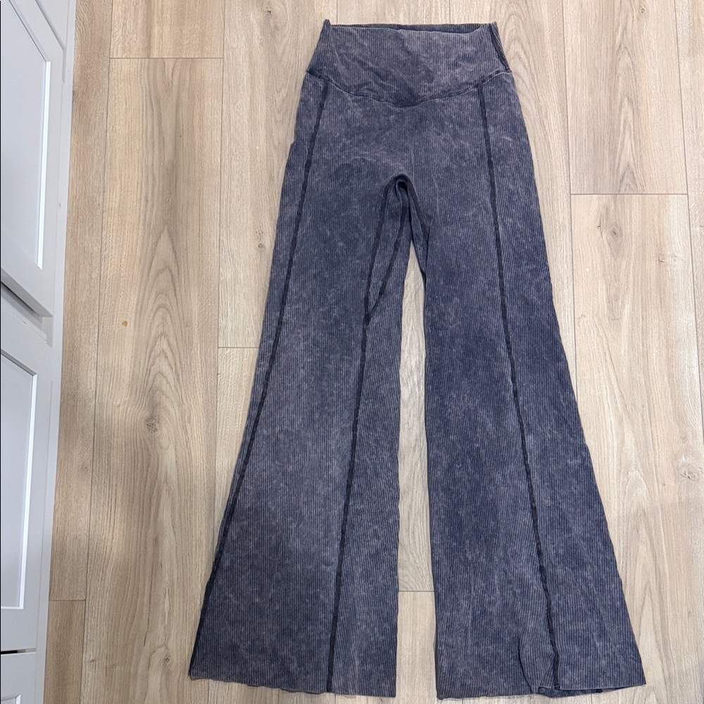 Vitality Charcoal Ribbed Flared Pants